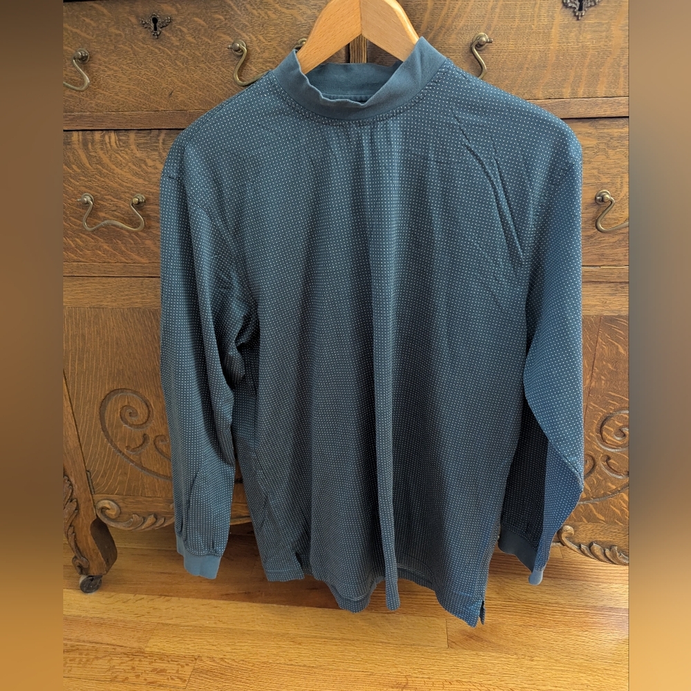 Oxford Golf Super Fine Mercerized Cotton blue  LS Pullover Super Dry Men's Sz LG